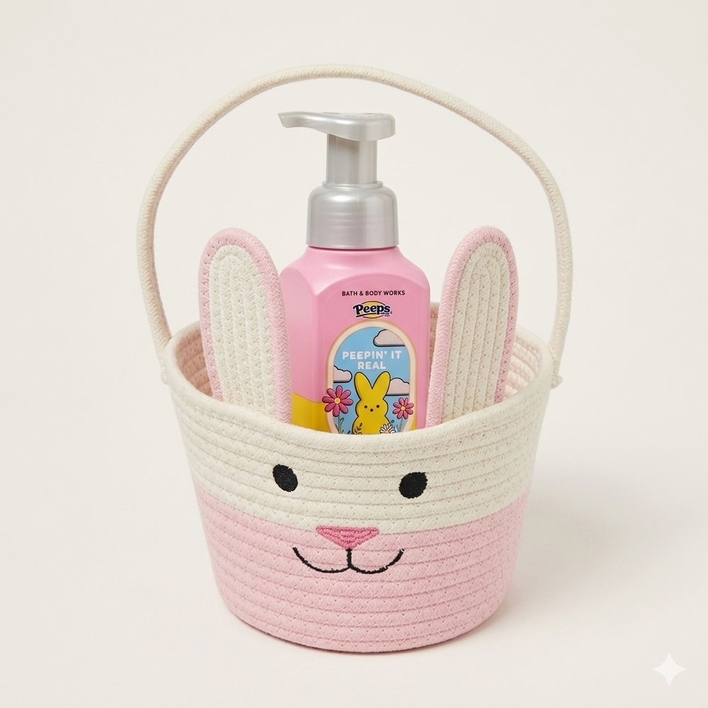 PEEPS Easter Basket w Peepin' It Real Pink Bunny Soap Bath & Body Works Collab
